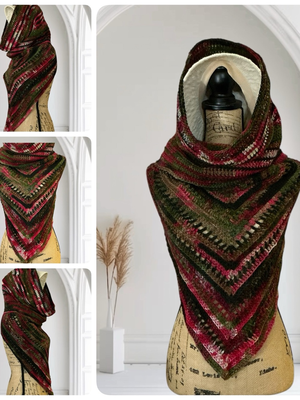 Hand Crafted Crochet Hooded Cowl Scarf One Size Adult